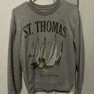 Hollister Gray St. Thomas Sailboat Crewneck Sweater